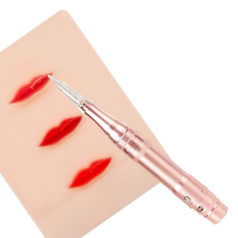 Professional Rotary Tattoo Permanent Makeup Pen Machine Kit With 10pcs Needles Supply Eyebrow UNR-A950 (Rose)