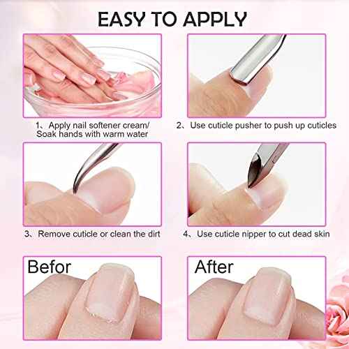 Makartt Cuticle Trimmer with Cuticle Pusher, 3 PCS Pink Nail Cuticle Nipper Professional Pedicure Manicure Tools with Stainless Steel Dual End Pusher, Nail Scraper