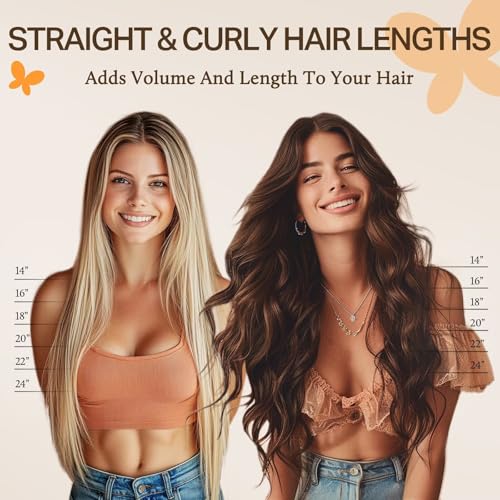 DOORES Wire Hair Extensions 18 Inch 95g Remy Human Wire Hair Extensions Invisible Transparent Line Adjustable Hairpieces Secret Extensions Straight Hair Dark Brown