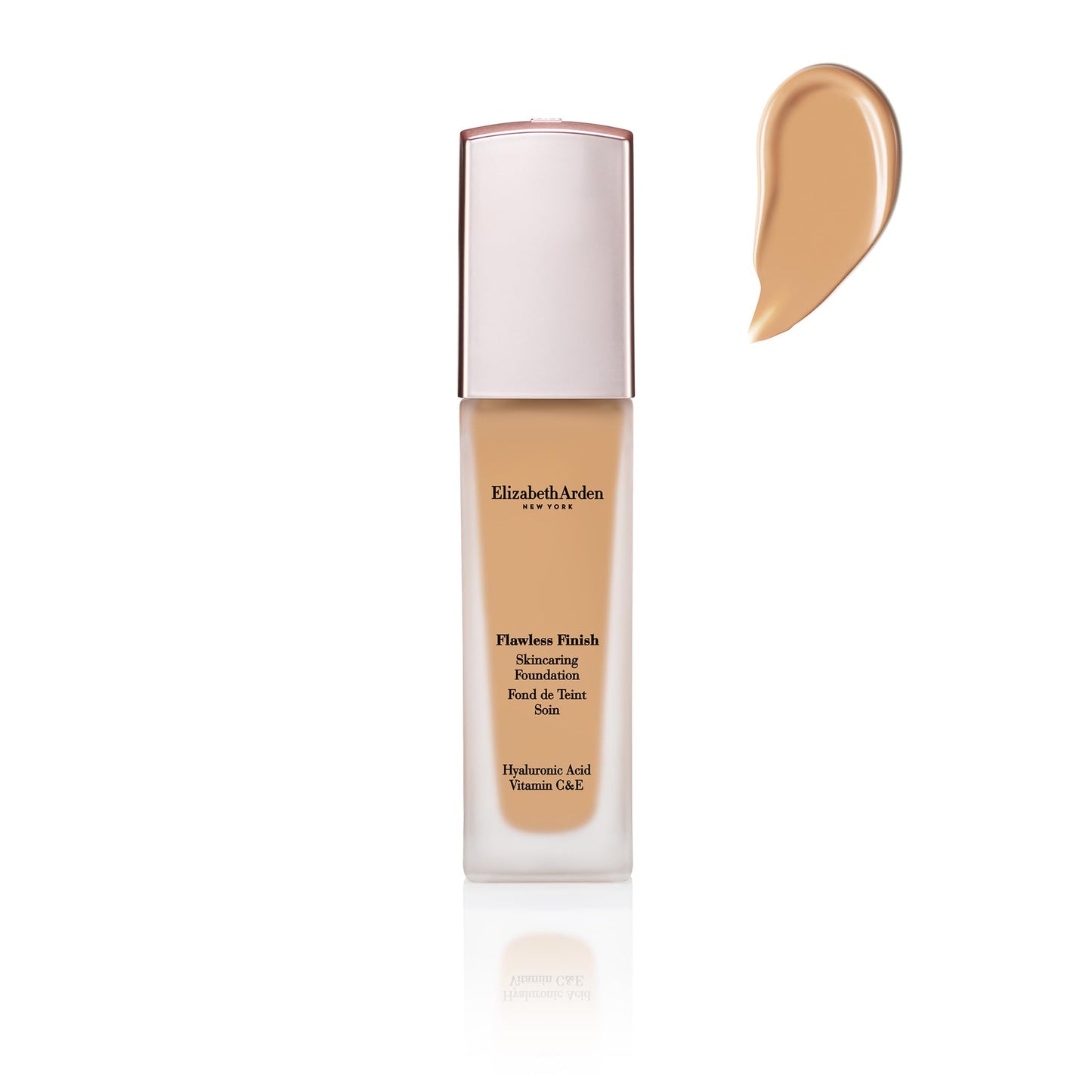 Elizabeth Arden Flawless Finish Skincaring Foundation with Hyaluronic Acid, Vitamin C & E, 320N (Medium skin with neutral undertones), 1 fl. oz.