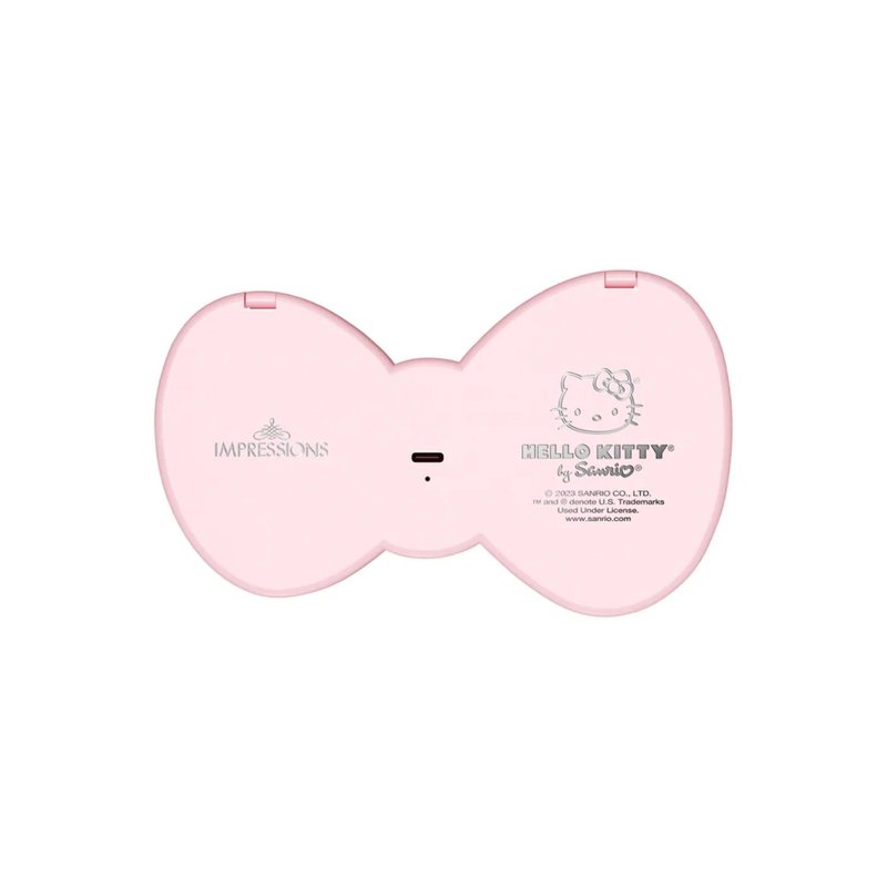 Impressions Vanity Hello Kitty Bow LED Compact Mirror, Double Sided Cute Travel Makeup Mirror, Soft Touch Button with Slide Down Auto Shut Off (Small)