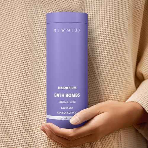 Magnesium Lavender Vanilla Luxury Fizzing Bath Bomb Sensitive Skin Formula for Relaxation Bath Moisturizing Shea Butter Stress Relief Gift for Women