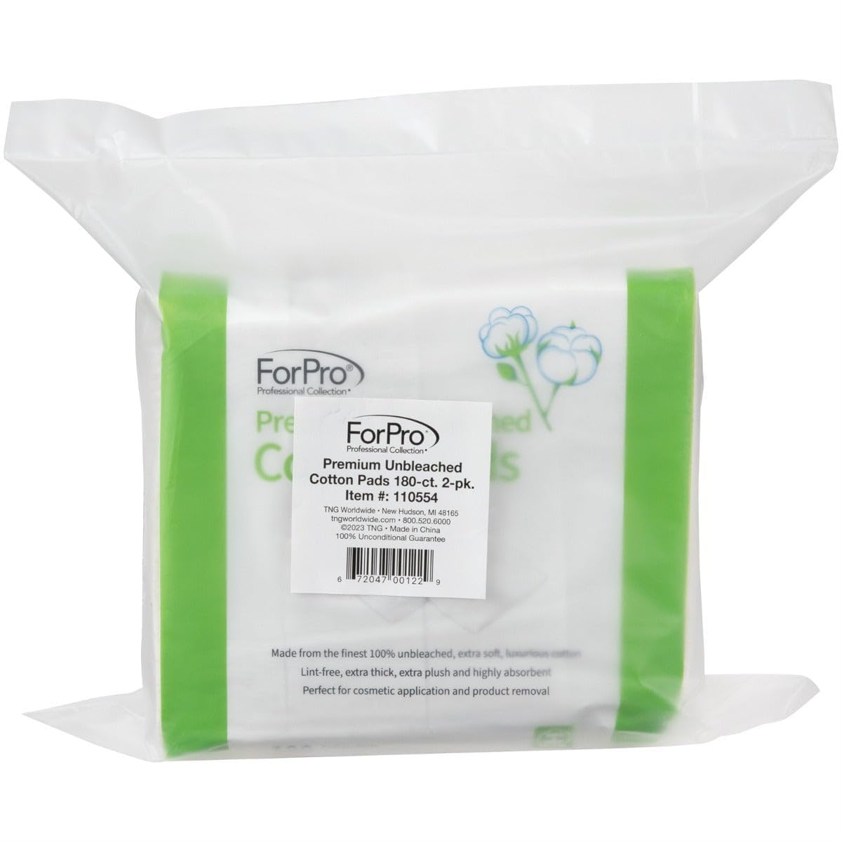 ForPro Professional Collection Premium Unbleached Cotton Pads (360-Count), 100% Unbleached Cotton Cosmetic Pads for Face, Extra Thick, Lint-Free, Vegan & Cruelty-Free, Pack of 2-180 Cotton Pads