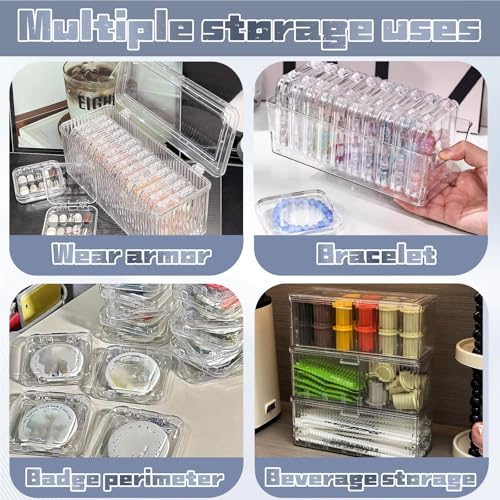 Press on nail storage 12 PCS Acrylic Nail Storage Box - Portable Versatile Organizer for Press - On Nails, Jewelry and More with 60 Pcs Adhesive Double Sided Tape