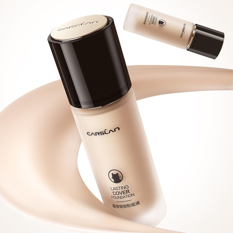 CARSLAN Lasting Cover Foundation, 24H Longlasting Full Coverage Matte Finish Face Makeup, Poreless, Lightweight, Waterproof, Oil Free Liquid Foundation, P01