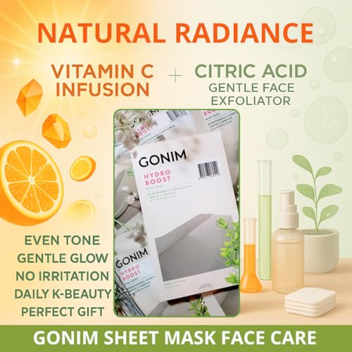 GONIM Face Mask Korean Skin Care with Hyaluronic Acid Serum & Collagen Activation, Face Masks Skincare with Vitamin C, Moisturizing Sheet Mask for All Skin,Korean Face Mask Travel Essentials 10 Sheets