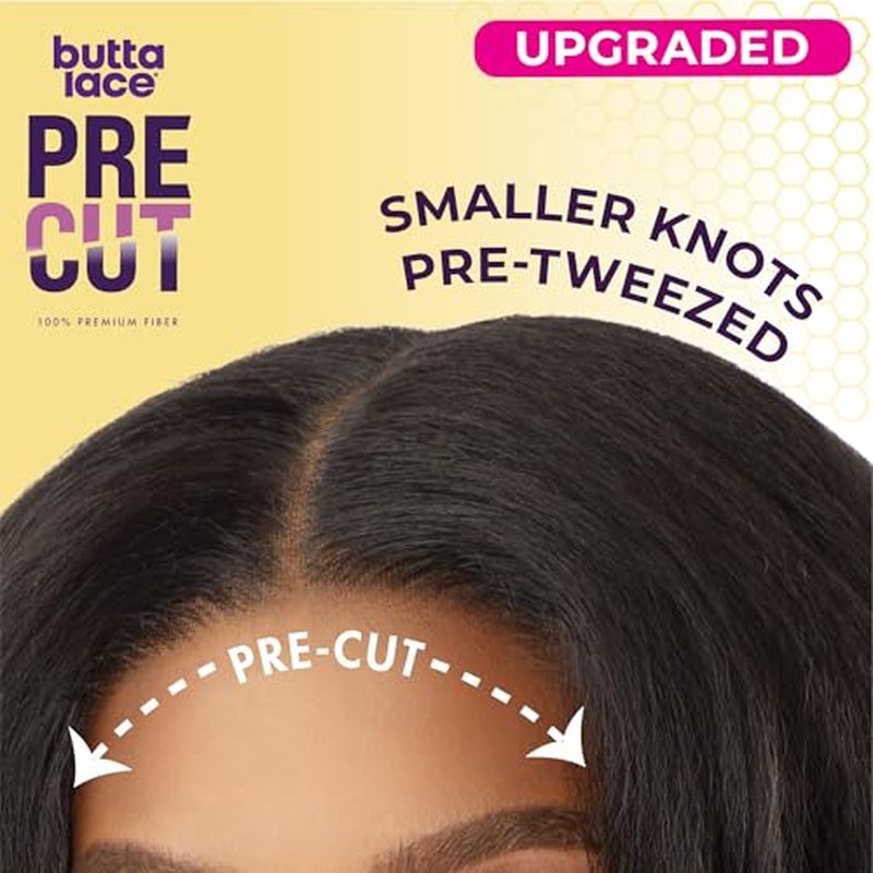 Sensationnel Butta Lace Precut Wigs - Unit 12 Glueless Extra Wide 5 Inch Deep Parting Synthetic Pre Tweezed Smaller Knot Hairline (1 JETBLACK)