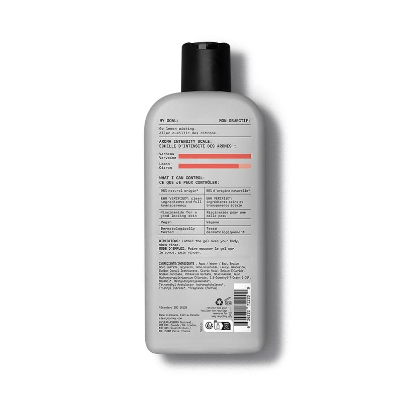 Body Wash with Niacinamide & Glycerin - EWG Verified Vegan Shower Gel | Energizing Citrus, 12 Fl Oz