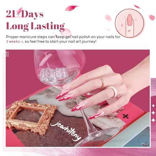 JEWHITENY 45PCS Gel Nail Polish Kit with U V Light LED Nail Lamp 40 Colors Set Manicure Nail Gel Kit