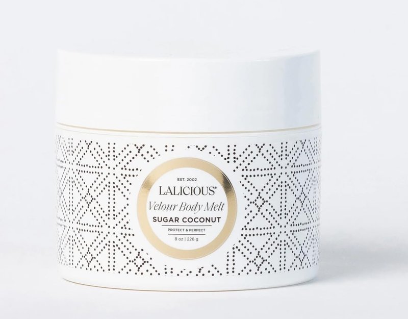 LaLicious Sugar Coconut Velour Body Melt | Multitasking Balm-to-Oil Skin Moisturizer with Macadamia Oil & Coconut Oil | Shave Gel, Hair/Scalp/Hand/Foot Mask | Help Prevent Stretch Marks 8oz