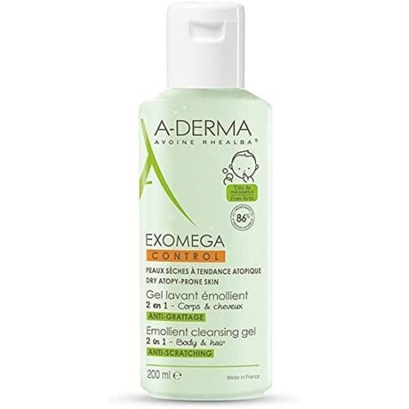 A-Derma Exomega Control 2in1 Emollient Cleansing Gel 200ml