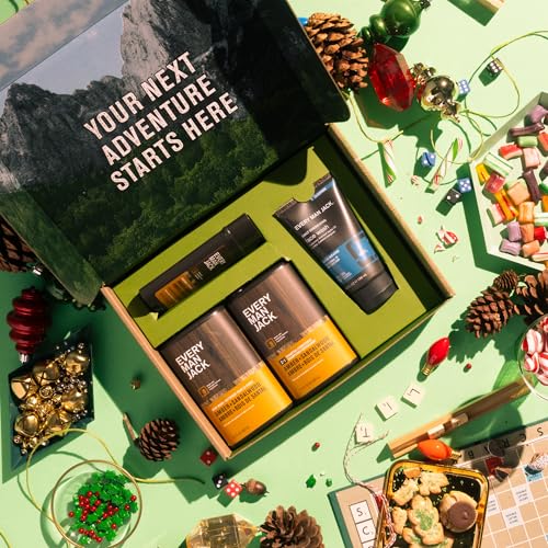Every Man Jack Men¡¯s Amber + Sandalwood Bath and Body Gift Set - Clean Ingredients & Sandalwood, Amber, and Vetiver scent - Round Out His Routine with Body Wash, 2-in-1 Shampoo, Deodorant & Face Wash