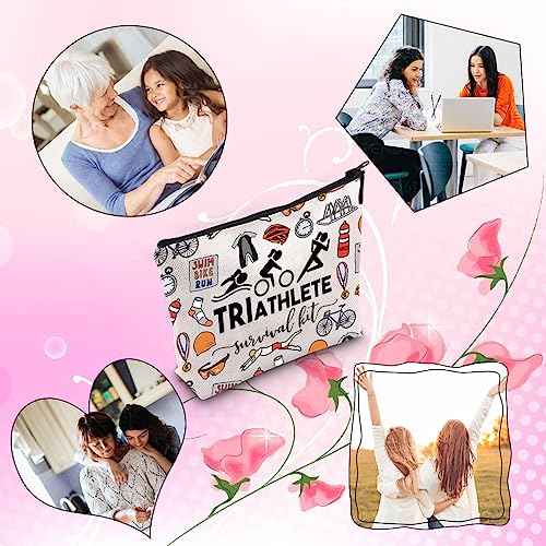 Triathlon Gift Triathlete Survival Kit Gift For Female Male Triathlete Themed Zipper Bag Gift (TRIATHLETE)