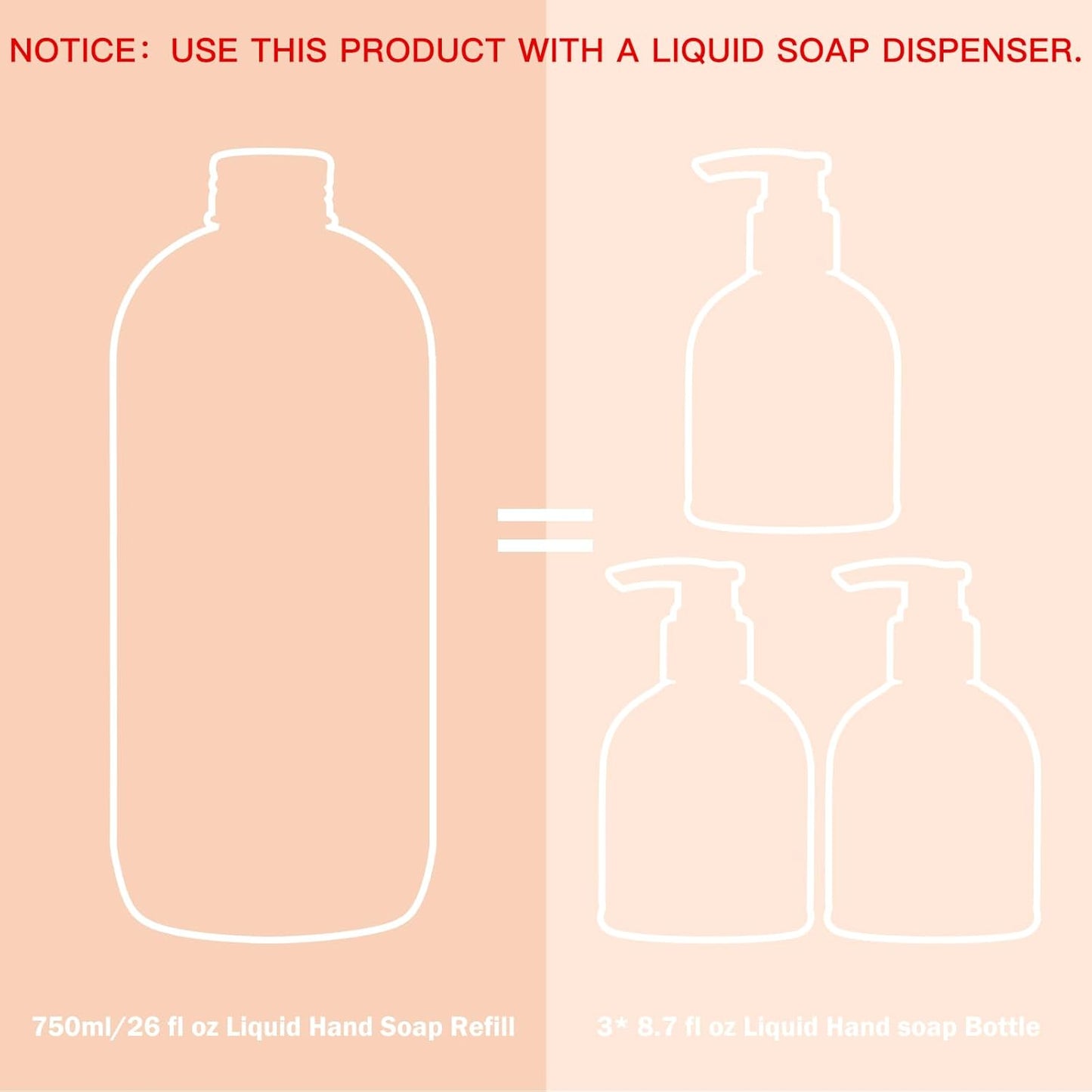 Sweet Vanille Liquid Hand Soap Refill Gift Set – 3 Pack (26 Fl Oz Each), Plant-Based & Biodegradable for Kitchen & Bathroom
