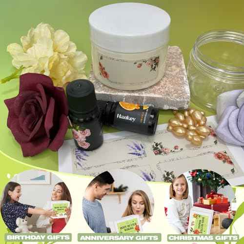 Thaluna Whipped Body Butter Making Kit for Dry Skin, DIY Solid Shea Butter Body Lotion Making Kit with Sweet Almond Oil, Vitamin E, Essential Oil - Moisturizing for Body Christmas Gifts for Women