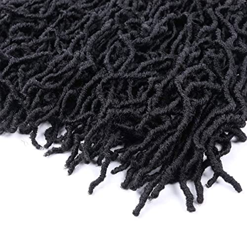 24 Inch Soft Locs Crochet Hair Pre Looped 6 Packs Faux Locs Crochet Braids Goddess Locs Dreadlocs Synthetic Hair For Black Women (1B, 24 Inch (Pack of 6))