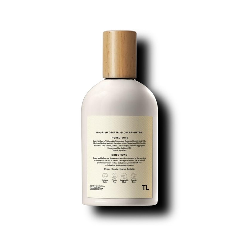 Fast-Absorbing Body Oil Spray - Warm Vanilla & Sandalwood Scent | Jojoba, Moringa & Green Coffee - 3.3 fl oz