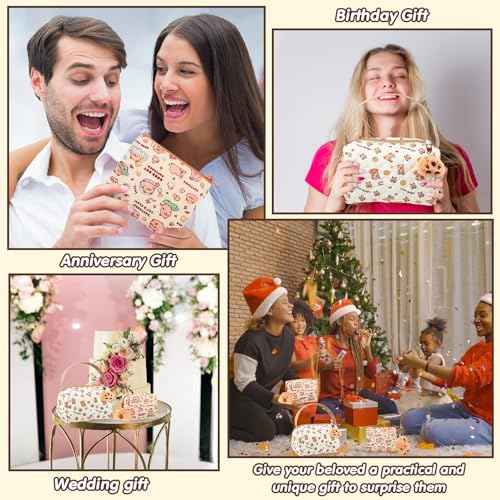 6 Pcs Capybara Gifts for Women Capybara Makeup Bags Kawaii Plush Keychains Small Toiletry Zipper Pouch Wallet Cute Stuffed Animal Keychain Plushies for Birthday Animal Lover Gifts