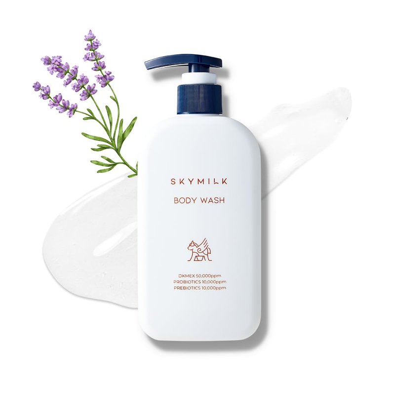 SKYMILK Pro/Prebiotic Body Wash with Donkey Milk | 300 ml 10.14 Fl.Oz | Gentle | Moisturizing | pH Balanced | Non-Irritating | Hypoallergenic | Summer Essentials | Ideal for Sensitive Skin