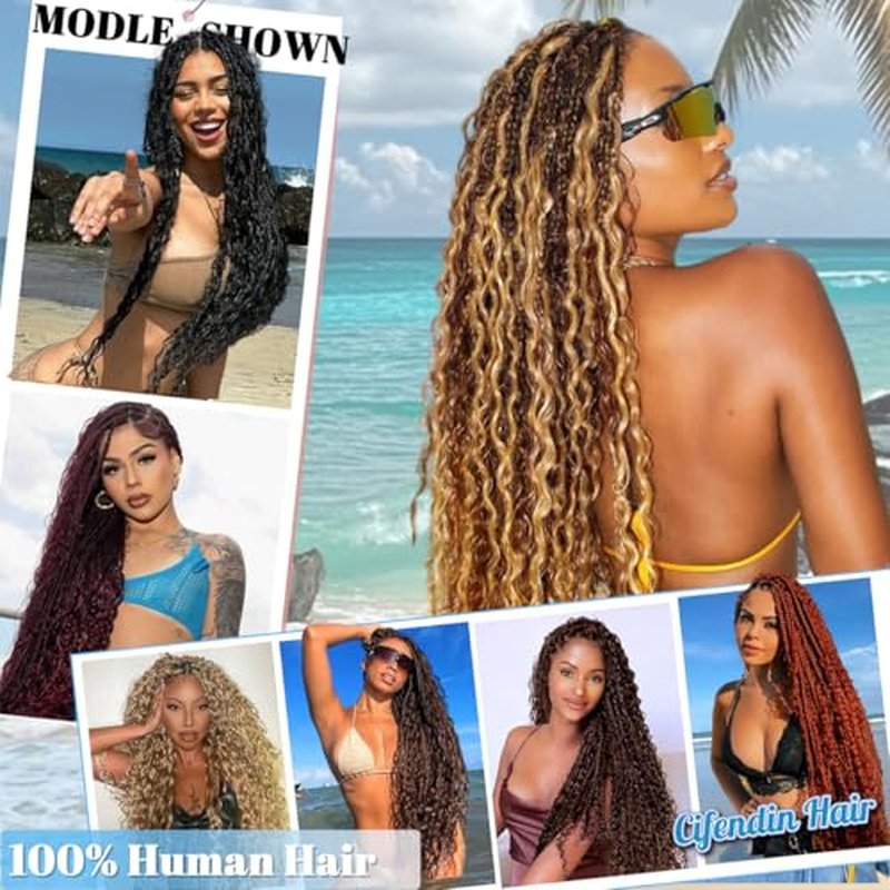 Human Braiding Hair for Boho Braids 110g 20 Inch Burgundy Curly Boho Hair for Braiding Knotless 12A Deep Wave Wet and Wavy Bulk Bohemian 3 Bundles/Pack Color 99J