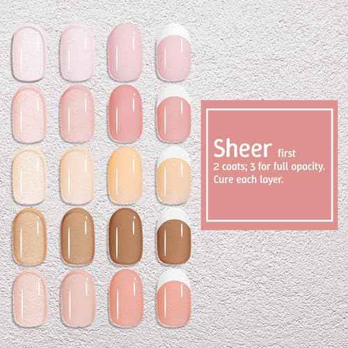 2 Step Nail Polish Pens Set, 6 Pcs Nude Natural Color Builder Base 1 Piece Top Coat Fingernail Toenail Gel Series for Women, Hema Free High Gloss Long Last Portable Ideal Gift (U V Needed)