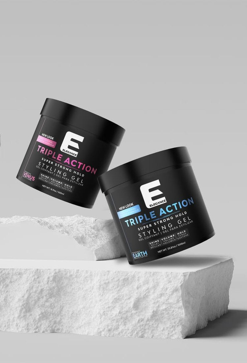 E Elegance Earth Fragrance Triple Action Hair Gel for Men And Women - Super Strong Hold, Extreme Volume, And Long Lasting Shine - Flake Free And Refreshing Fragrance - All Hair Types, 8.45oz