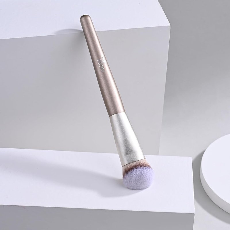 Contoured Makeup Brush - Foundation Blender Brush for Powder, Cream, Contour, Bronzer, Blush Blending & Highlighter - Professional Make Up Brush - Full Face Makeup Brush - Vegan & Cruelty Free