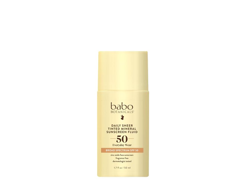 Babo Botanicals, Sunscreen Tinted Mineral Daily Sheer Fluid SPF 50, 1.7 Fl Oz