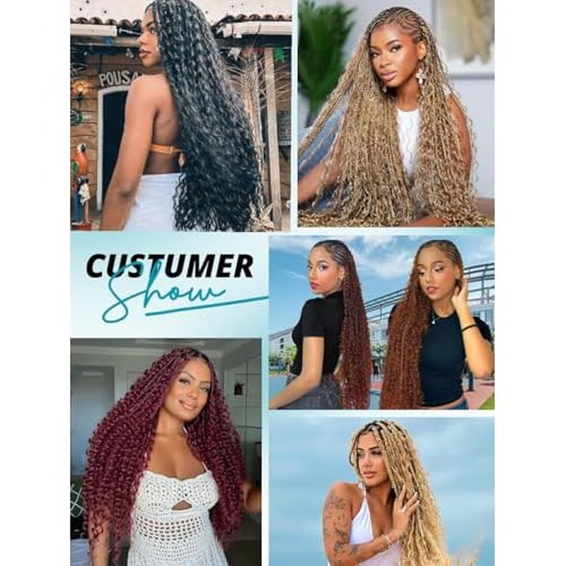 100g 3 Bundles/Pack Ombre Highlight Human Braiding Hair for Boho Braids 20 Inch Curly Boho Hair for Braiding Knotless 12A Deep Wave Bulk Bohemian Color P4/27