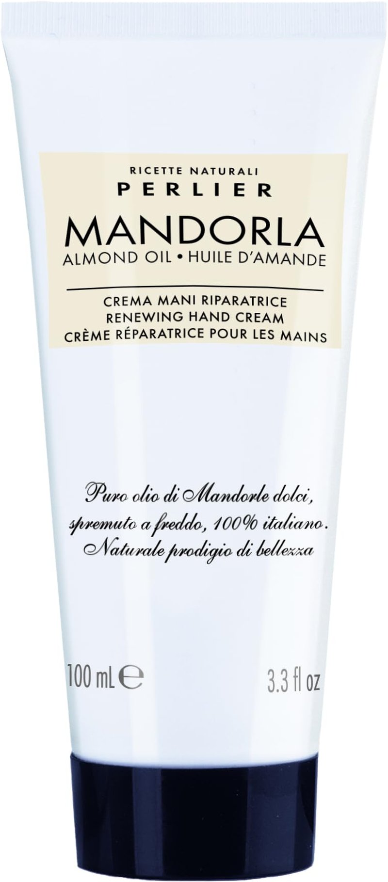 Perlier – Sweet Almond & Honey Hand Cream, 3.3 fl oz, Nourishing Cream for Dry Hands, with Cold-Pressed Almond Oil & Organic Honey, Moisturizing, Velvety Feel, Ideal for Sensitive Skin