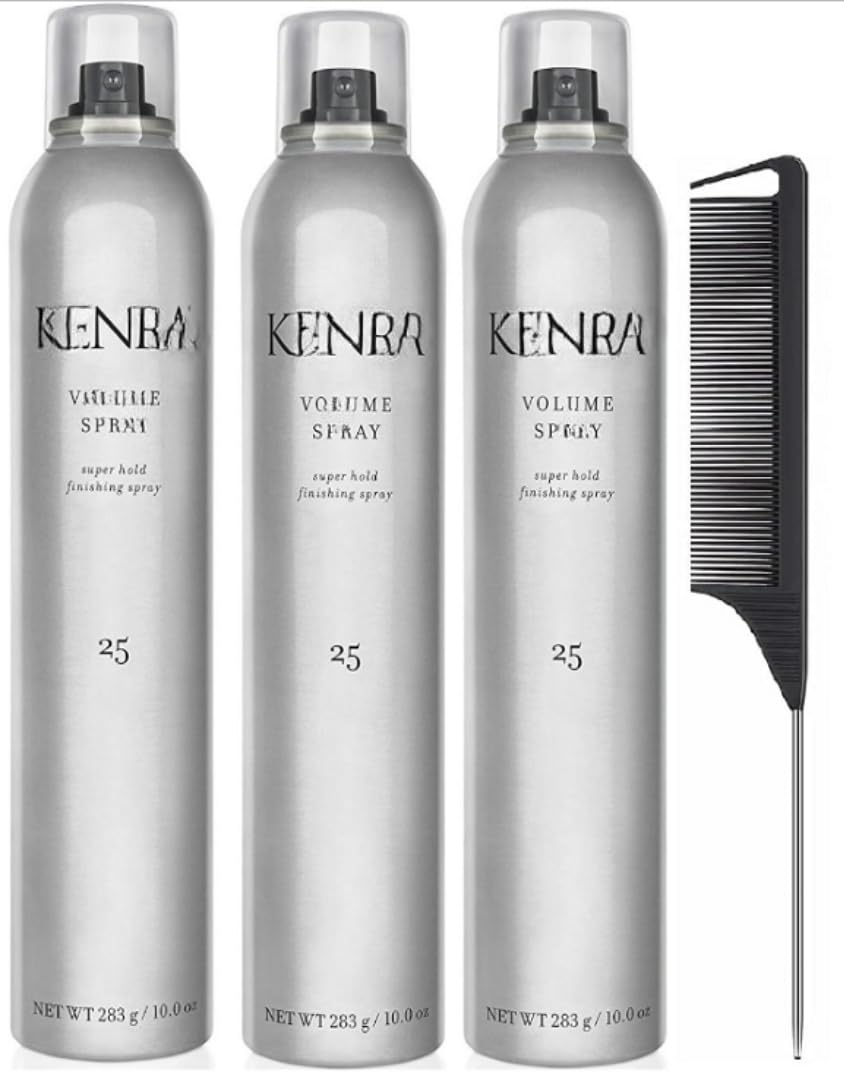 Volume Hairspray - Super Hold Finishing Spray 25 - It Leaves Hair Looking Natural & Shiny 10ounces Includes Black Steel Comb (Pack Of 3)