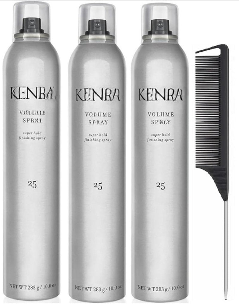 Volume Hairspray - Super Hold Finishing Spray 25 - It Leaves Hair Looking Natural & Shiny 10ounces Includes Black Steel Comb (Pack Of 3)