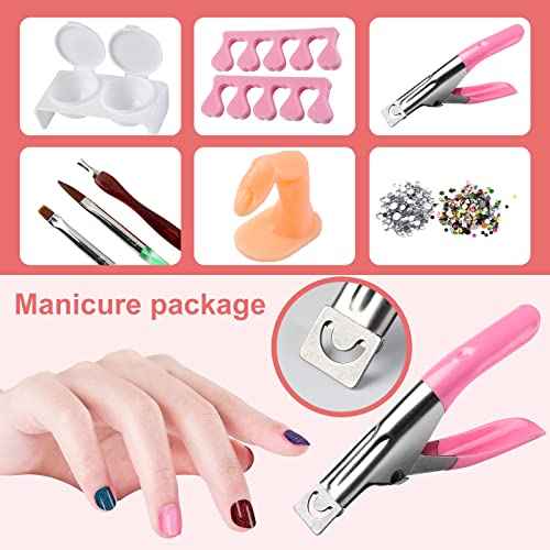Nail Kit Set Professional Acrylic with Everything, 12 Glitter Acrylic Powder, Tips, Decoration, DIY Nail Art Tools & Supplies for Beginners