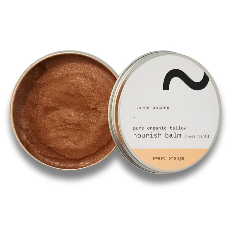 fierce nature Pure Nourish Tallow Balm | Organic, Vitamin-Rich Nourishing Body & Face Moisturizer | Natural, Essential Oil Free Skincare (Sweet Orange with Rose Tint)