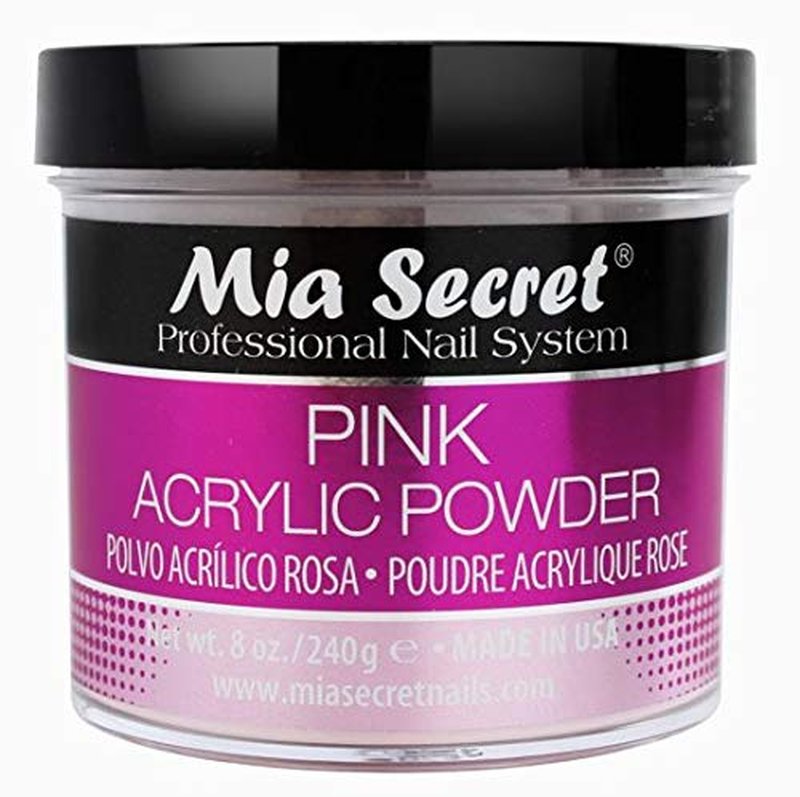 MIA SECRET Acrylic Powder Set - Clear & Pink 8 oz | Professional Nail Art Supplies