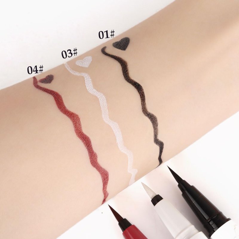 Colored Eyeliner Set - 3 Pcs Waterproof Matte Liquid Eye Liner in White, Red & Black | Long-Lasting Colorful Makeup