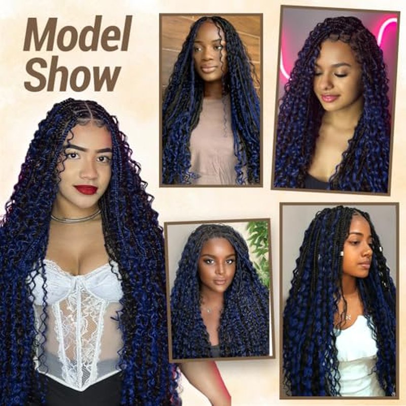 Human Braiding Hair for Boho Knotless Braids 2 Bundles 16 Inches 80g Deep Wave 10A Brazilian Virgin Human Bohemian Hair for Braiding 1bPblue
