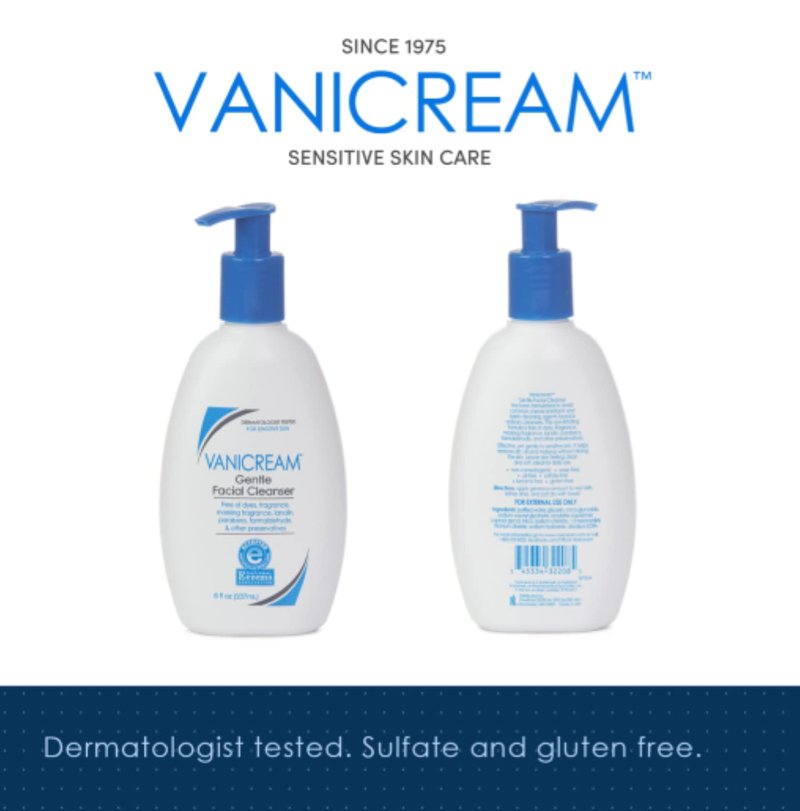 Vanicream Shampoo (12 Fl Oz) Gentle Facial Cleanser with Pump Dispenser (8 fl oz) Gentle Body Wash (12 Ounce) Bundle