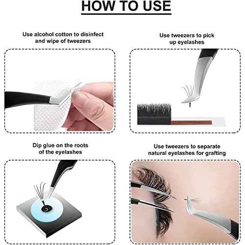 SIVOTE Eyelash Extension Tweezers for Classic & Volume Lashes, 5-Pack, Black