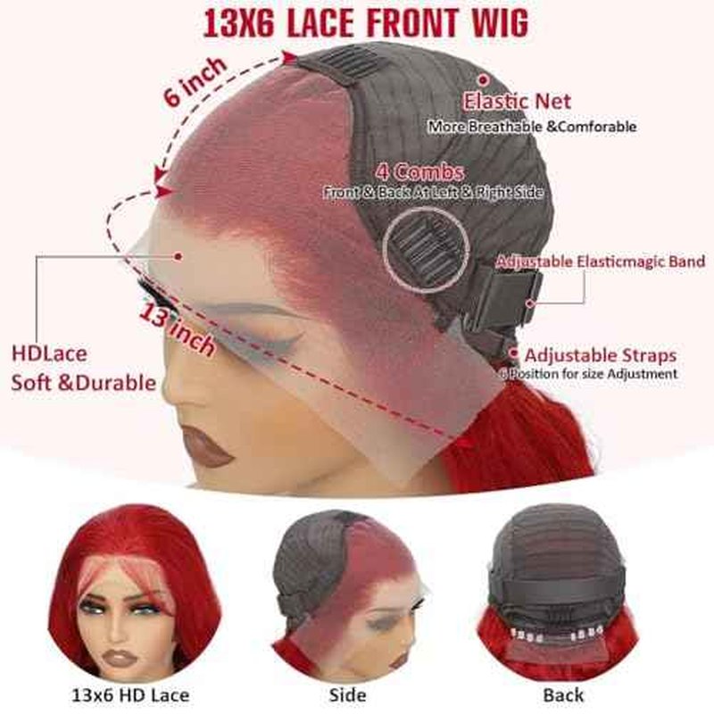 Ice Pear 30 Inch Red Hair Wig Pre Plucked 13x6 Body Wave Wigs Human Hair, 200% Density 13x6 Colored Wigs for Women,Red Glueless Wig Bleached Knots with Baby Hair