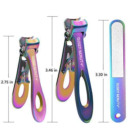 Nail Clippers for Thick Nails, Extra Wide Jaw Opening Nail Cutter for Thick Toenails, Stainless Steel Finger & Toe Nail Clipper with Nail File 3 Pcs Set for Seniors & Adult & Men & Women