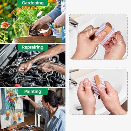 Wooden Nail Brush set, Two-Sided Wooden Fingernail Nail Scrubber Brush with Hanging Rope, 2 Pack Stiff Nail Brush for Cleaning Toes and Fingernails