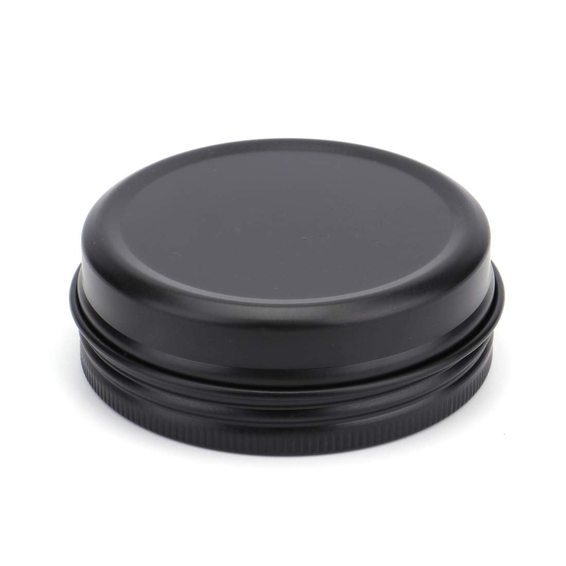 Foraineam 48 Pack 2 oz Round Lip Balm Tin Cans - Aluminum Cosmetic Sample Containers with Screw Lid - Matte Black Metal Empty Tins Storage Travel Tin Jars