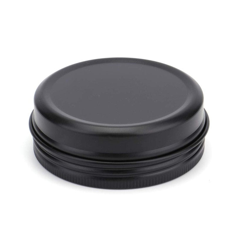 Foraineam 48 Pack 2 oz Round Lip Balm Tin Cans - Aluminum Cosmetic Sample Containers with Screw Lid - Matte Black Metal Empty Tins Storage Travel Tin Jars