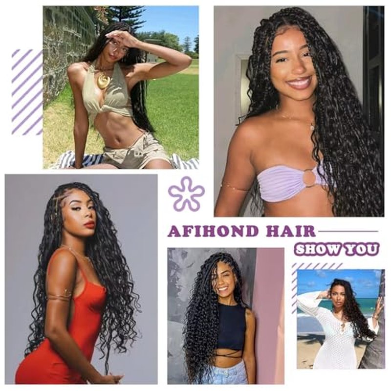 Human Braiding Hair For Boho Braids Deep Water Wave Bulk Human Hair for Braiding 12A Wet and Wavy Curly 100% Human Hair Extensions 3 Bundles 110g Natural Color 20inch