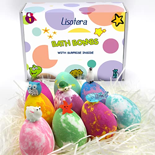 Bath Bombs for Kids with Toys Surprise Inside, Kids Bath Bombs Gift for Birthday Christmas, 12Pcs Children Bubble Bath Fizz Dino Egg Gift Set for Girls and Boys Easter Basket Stuffers