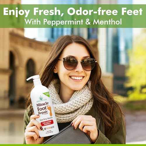 Miracle Foot Repair Cream (32 oz) Repairs Dry Cracked Heels and Feet, 60% Pure UltraAloe Moisturizes, Softens, and Repairs