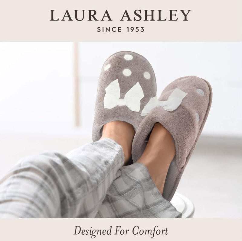 Laura Ashley Women's Spa Slip-On Rugged Scuff Slipper, Non-Slip House Slippers with Cushioned Insole for Ladies, Clay, Medium