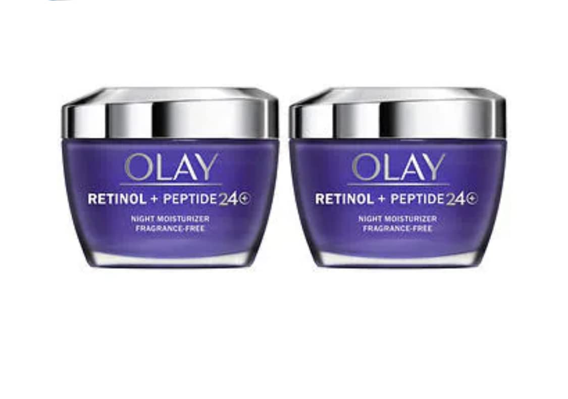 Olay Retinol + Peptide 24 Fragrance Free Night Moisturizer, 1.7 OZ (2 Packs)