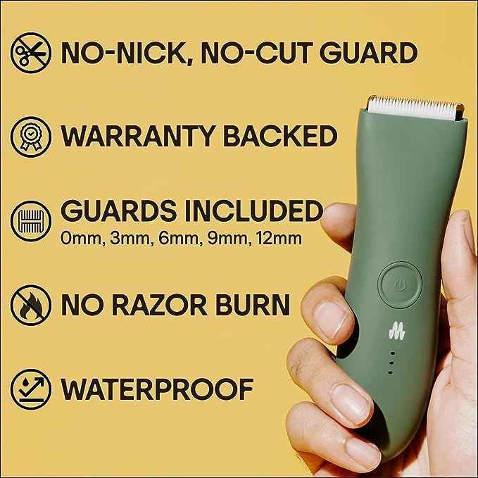 MERIDIAN - The Starter Package - Original Electric Body & Pubic Hair Trimmer Set, 1 Replacement Blade - Cordless, Waterproof, Rechargeable - for Men and Women - Easy & Pain-Free Grooming Kit - Sage